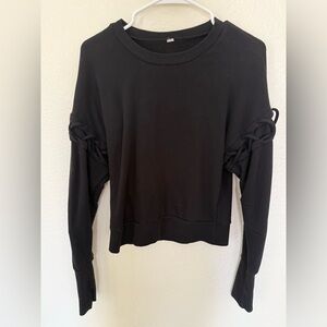 ALO Yoga Black Sweatshirt with Knotted Sleeves